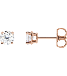 1874 14K Rose Set Round Stuller Lab-Grown Moissanite Pair 4.5 Mm Friction Friction Backs Included 4-Prong Polished Stuller Lab-Grown Moissanite Stud Earrings