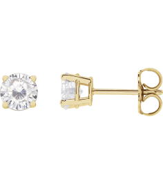 1874 14K Yellow Set Round Stuller Lab-Grown Moissanite Pair 5 Mm Friction Friction Backs Included 4-Prong Polished Stuller Lab-Grown Moissanite Stud Earrings