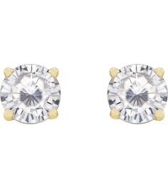1874 14K Yellow Set Round Stuller Lab-Grown Moissanite Pair 5 Mm Friction Friction Backs Included 4-Prong Polished Stuller Lab-Grown Moissanite Stud Earrings