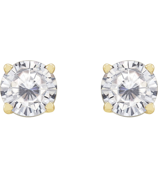 1874 14K Yellow Set Round Stuller Lab-Grown Moissanite Pair 5 Mm Friction Friction Backs Included 4-Prong Polished Stuller Lab-Grown Moissanite Stud Earrings