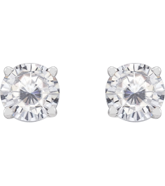 1874 14K White Set Round Stuller Lab-Grown Moissanite Pair 5 Mm Friction Friction Backs Included 4-Prong Polished Stuller Lab-Grown Moissanite Stud Earrings