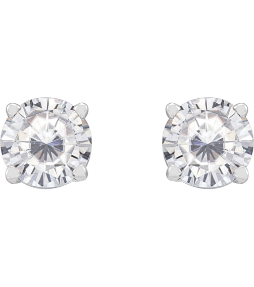 1874 14K White Set Round Stuller Lab-Grown Moissanite Pair 5 Mm Friction Friction Backs Included 4-Prong Polished Stuller Lab-Grown Moissanite Stud Earrings