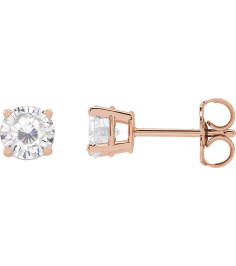 1874 14K Rose Set Round Stuller Lab-Grown Moissanite Pair 5 Mm Friction Friction Backs Included 4-Prong Polished Stuller Lab-Grown Moissanite Stud Earrings