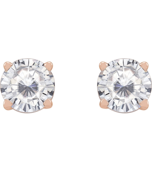 1874 14K Rose Set Round Stuller Lab-Grown Moissanite Pair 5 Mm Friction Friction Backs Included 4-Prong Polished Stuller Lab-Grown Moissanite Stud Earrings