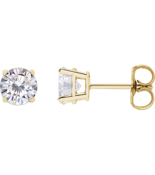 1874 14K Yellow Set Round Stuller Lab-Grown Moissanite Pair 5.5 Mm Friction Friction Backs Included 4-Prong Polished Stuller Lab-Grown Moissanite Stud Earrings