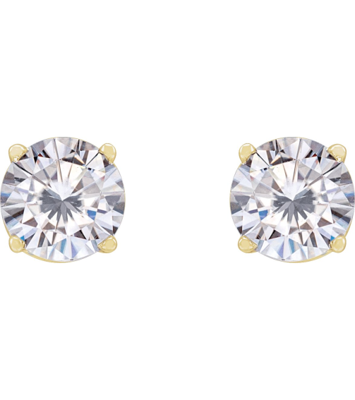 1874 14K Yellow Set Round Stuller Lab-Grown Moissanite Pair 5.5 Mm Friction Friction Backs Included 4-Prong Polished Stuller Lab-Grown Moissanite Stud Earrings