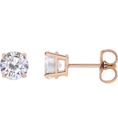 1874 14K Rose Set Round Stuller Lab-Grown Moissanite Pair 5.5 Mm Friction Friction Backs Included 4-Prong Polished Stuller Lab-Grown Moissanite Stud Earrings
