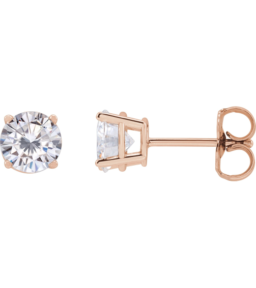 1874 14K Rose Set Round Stuller Lab-Grown Moissanite Pair 5.5 Mm Friction Friction Backs Included 4-Prong Polished Stuller Lab-Grown Moissanite Stud Earrings