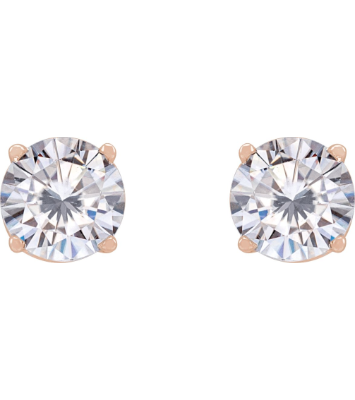 1874 14K Rose Set Round Stuller Lab-Grown Moissanite Pair 5.5 Mm Friction Friction Backs Included 4-Prong Polished Stuller Lab-Grown Moissanite Stud Earrings