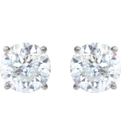 1874 14K White Set Round Stuller Lab-Grown Moissanite Pair 6 Mm Friction Friction Backs Included 4-Prong Polished Stuller Lab-Grown Moissanite Stud Earrings