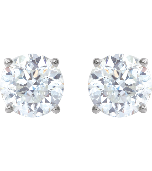 1874 14K White Set Round Stuller Lab-Grown Moissanite Pair 6 Mm Friction Friction Backs Included 4-Prong Polished Stuller Lab-Grown Moissanite Stud Earrings
