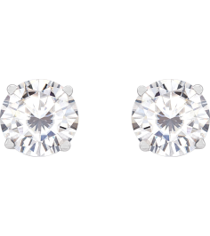 1874 14K White Set Round Stuller Lab-Grown Moissanite Pair 6.5 Mm Friction Friction Backs Included 4-Prong Polished Stuller Lab-Grown Moissanite Stud Earrings