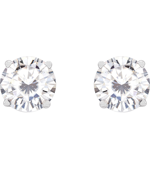 1874 14K White Set Round Stuller Lab-Grown Moissanite Pair 6.5 Mm Friction Friction Backs Included 4-Prong Polished Stuller Lab-Grown Moissanite Stud Earrings