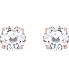 1874 14K Rose Set Round Stuller Lab-Grown Moissanite Pair 6.5 Mm Friction Friction Backs Included 4-Prong Polished Stuller Lab-Grown Moissanite Stud Earrings