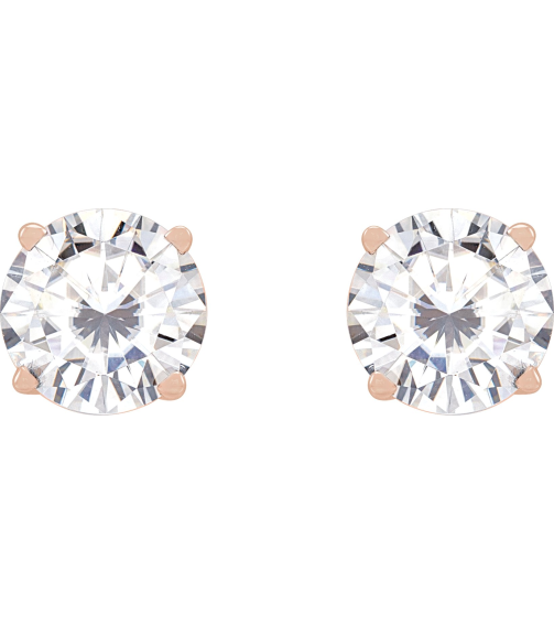 1874 14K Rose Set Round Stuller Lab-Grown Moissanite Pair 6.5 Mm Friction Friction Backs Included 4-Prong Polished Stuller Lab-Grown Moissanite Stud Earrings
