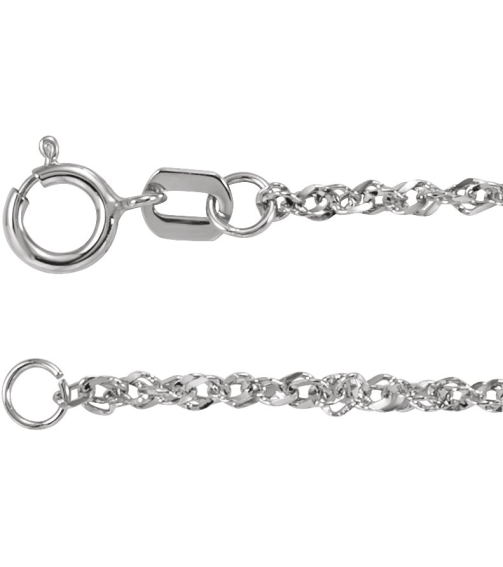 Ch1105 14K White Singapore 1.7 Mm 20 In Spring Ring Diamond-Cut Diamond-Cut Singapore Chain