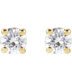 1874 14K Yellow Set Round Lab-Grown Diamond Pair 3.4Mm 13 Ctw Si1-Si2, G-H Friction Friction Backs Included 4-Prong Polished 13 Ctw Lab-Grown Diamond Stud Earrings