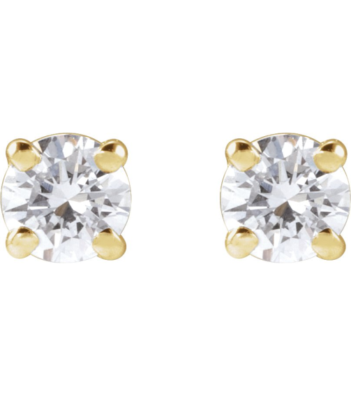 1874 14K Yellow Set Round Lab-Grown Diamond Pair 3.4Mm 13 Ctw Si1-Si2, G-H Friction Friction Backs Included 4-Prong Polished 13 Ctw Lab-Grown Diamond Stud Earrings