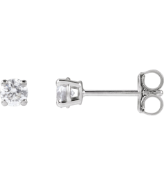 1874 14K White Set Round Lab-Grown Diamond Pair 3.4Mm 13 Ctw Si1-Si2, G-H Friction Friction Backs Included 4-Prong Polished 13 Ctw Lab-Grown Diamond Stud Earrings