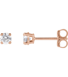 1874 14K Rose Set Round Lab-Grown Diamond Pair 3.4Mm 13 Ctw Si1-Si2, G-H Friction Friction Backs Included 4-Prong Polished 13 Ctw Lab-Grown Diamond Stud Earrings