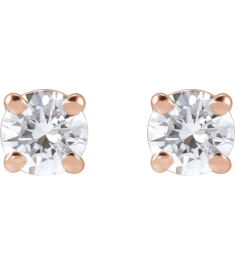 1874 14K Rose Set Round Lab-Grown Diamond Pair 3.4Mm 13 Ctw Si1-Si2, G-H Friction Friction Backs Included 4-Prong Polished 13 Ctw Lab-Grown Diamond Stud Earrings