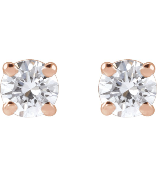 1874 14K Rose Set Round Lab-Grown Diamond Pair 3.4Mm 13 Ctw Si1-Si2, G-H Friction Friction Backs Included 4-Prong Polished 13 Ctw Lab-Grown Diamond Stud Earrings