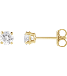 1874 14K Yellow Set Round Lab-Grown Diamond Pair 4Mm 12 Ctw Si1-Si2, G-H Friction Friction Backs Included 4-Prong Polished Lab-Grown Diamond Stud Earrings
