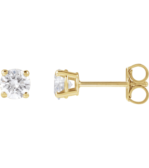 1874 14K Yellow Set Round Lab-Grown Diamond Pair 4Mm 12 Ctw Si1-Si2, G-H Friction Friction Backs Included 4-Prong Polished Lab-Grown Diamond Stud Earrings