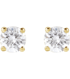1874 14K Yellow Set Round Lab-Grown Diamond Pair 4Mm 12 Ctw Si1-Si2, G-H Friction Friction Backs Included 4-Prong Polished Lab-Grown Diamond Stud Earrings