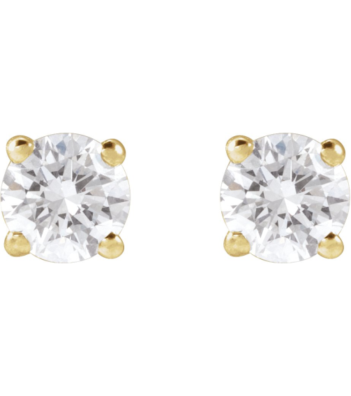 1874 14K Yellow Set Round Lab-Grown Diamond Pair 4Mm 12 Ctw Si1-Si2, G-H Friction Friction Backs Included 4-Prong Polished Lab-Grown Diamond Stud Earrings