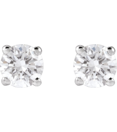 1874 14K White Set Round Lab-Grown Diamond Pair 4Mm 12 Ctw Si1-Si2, G-H Friction Friction Backs Included 4-Prong Polished Lab-Grown Diamond Stud Earrings