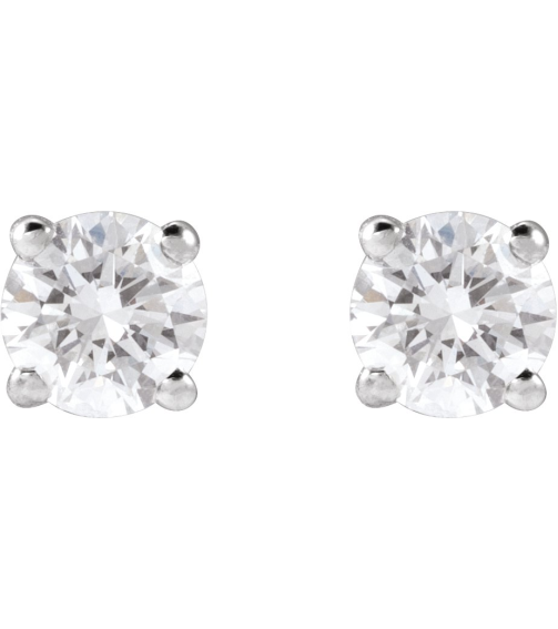 1874 14K White Set Round Lab-Grown Diamond Pair 4Mm 12 Ctw Si1-Si2, G-H Friction Friction Backs Included 4-Prong Polished Lab-Grown Diamond Stud Earrings
