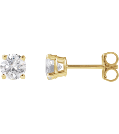 1874 14K Yellow Set Round Lab-Grown Diamond Pair 4.5Mm 34 Ctw Si1-Si2, G-H Friction Friction Backs Included 4-Prong Polished Lab-Grown Diamond Stud Earrings