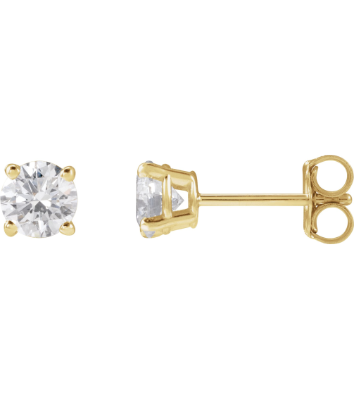 1874 14K Yellow Set Round Lab-Grown Diamond Pair 4.5Mm 34 Ctw Si1-Si2, G-H Friction Friction Backs Included 4-Prong Polished Lab-Grown Diamond Stud Earrings