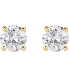 1874 14K Yellow Set Round Lab-Grown Diamond Pair 4.5Mm 34 Ctw Si1-Si2, G-H Friction Friction Backs Included 4-Prong Polished Lab-Grown Diamond Stud Earrings