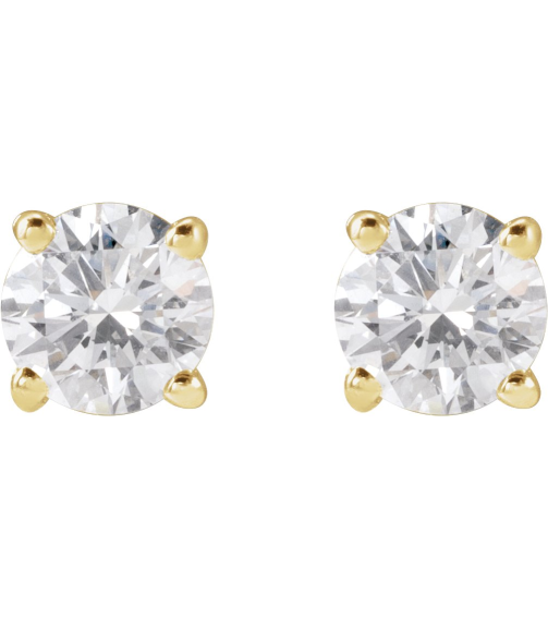 1874 14K Yellow Set Round Lab-Grown Diamond Pair 4.5Mm 34 Ctw Si1-Si2, G-H Friction Friction Backs Included 4-Prong Polished Lab-Grown Diamond Stud Earrings