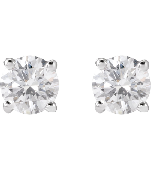 1874 14K White Set Round Lab-Grown Diamond Pair 4.5Mm 34 Ctw Si1-Si2, G-H Friction Friction Backs Included 4-Prong Polished Lab-Grown Diamond Stud Earrings