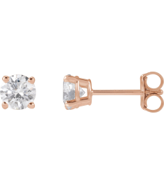 1874 14K Rose Set Round Lab-Grown Diamond Pair 4.5Mm 34 Ctw Si1-Si2, G-H Friction Friction Backs Included 4-Prong Polished Lab-Grown Diamond Stud Earrings