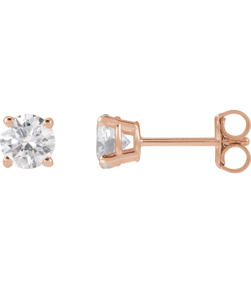 1874 14K Rose Set Round Lab-Grown Diamond Pair 4.5Mm 34 Ctw Si1-Si2, G-H Friction Friction Backs Included 4-Prong Polished Lab-Grown Diamond Stud Earrings