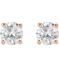 1874 14K Rose Set Round Lab-Grown Diamond Pair 4.5Mm 34 Ctw Si1-Si2, G-H Friction Friction Backs Included 4-Prong Polished Lab-Grown Diamond Stud Earrings