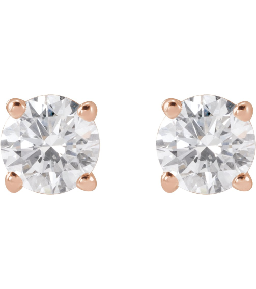 1874 14K Rose Set Round Lab-Grown Diamond Pair 4.5Mm 34 Ctw Si1-Si2, G-H Friction Friction Backs Included 4-Prong Polished Lab-Grown Diamond Stud Earrings