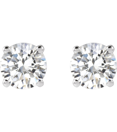 1874 14K White Set Round Lab-Grown Diamond Pair 5Mm 1 Ctw Si1-Si2, G-H Friction Friction Backs Included 4-Prong Polished Lab-Grown Diamond Stud Earrings