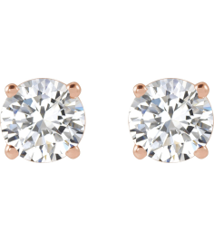 1874 14K Rose Set Round Lab-Grown Diamond Pair 5Mm 1 Ctw Si1-Si2, G-H Friction Friction Backs Included 4-Prong Polished Lab-Grown Diamond Stud Earrings