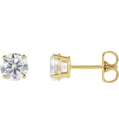 1874 14K Yellow Set Round Lab-Grown Diamond Pair 5.5Mm 1 14 Ctw Si1-Si2, G-H Friction Friction Backs Included 4-Prong Polished 1 14 Ctw Lab-Grown Diamond Stud Earrings