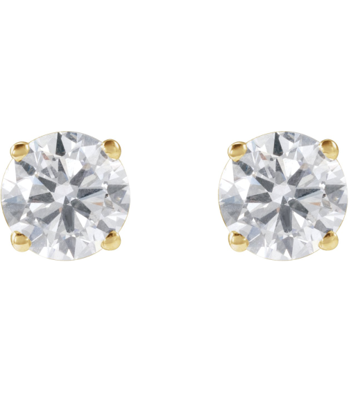 1874 14K Yellow Set Round Lab-Grown Diamond Pair 5.5Mm 1 14 Ctw Si1-Si2, G-H Friction Friction Backs Included 4-Prong Polished 1 14 Ctw Lab-Grown Diamond Stud Earrings