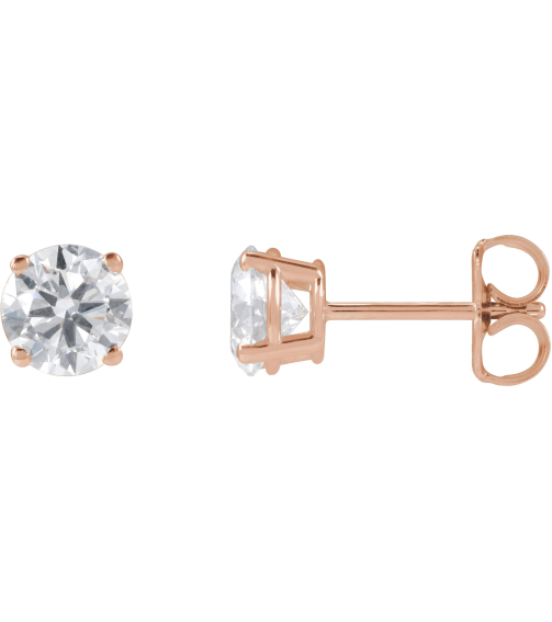 1874 14K Rose Set Round Lab-Grown Diamond Pair 5.5Mm 1 14 Ctw Si1-Si2, G-H Friction Friction Backs Included 4-Prong Polished 1 14 Ctw Lab-Grown Diamond Stud Earrings
