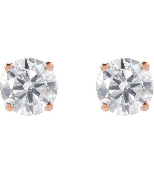 1874 14K Rose Set Round Lab-Grown Diamond Pair 5.5Mm 1 14 Ctw Si1-Si2, G-H Friction Friction Backs Included 4-Prong Polished 1 14 Ctw Lab-Grown Diamond Stud Earrings