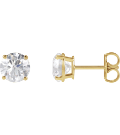 1874 14K Yellow Set Round Lab-Grown Diamond Pair 6.3Mm 2 Ctw Si1-Si2, G-H Friction Friction Backs Included 4-Prong Polished Lab-Grown Diamond Stud Earrings