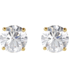 1874 14K Yellow Set Round Lab-Grown Diamond Pair 6.3Mm 2 Ctw Si1-Si2, G-H Friction Friction Backs Included 4-Prong Polished Lab-Grown Diamond Stud Earrings