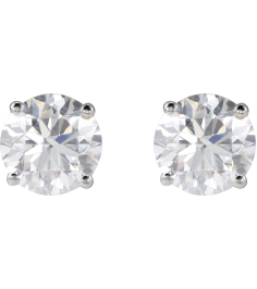 1874 14K White Set Round Lab-Grown Diamond Pair 6.3Mm 2 Ctw Si1-Si2, G-H Friction Friction Backs Included 4-Prong Polished Lab-Grown Diamond Stud Earrings